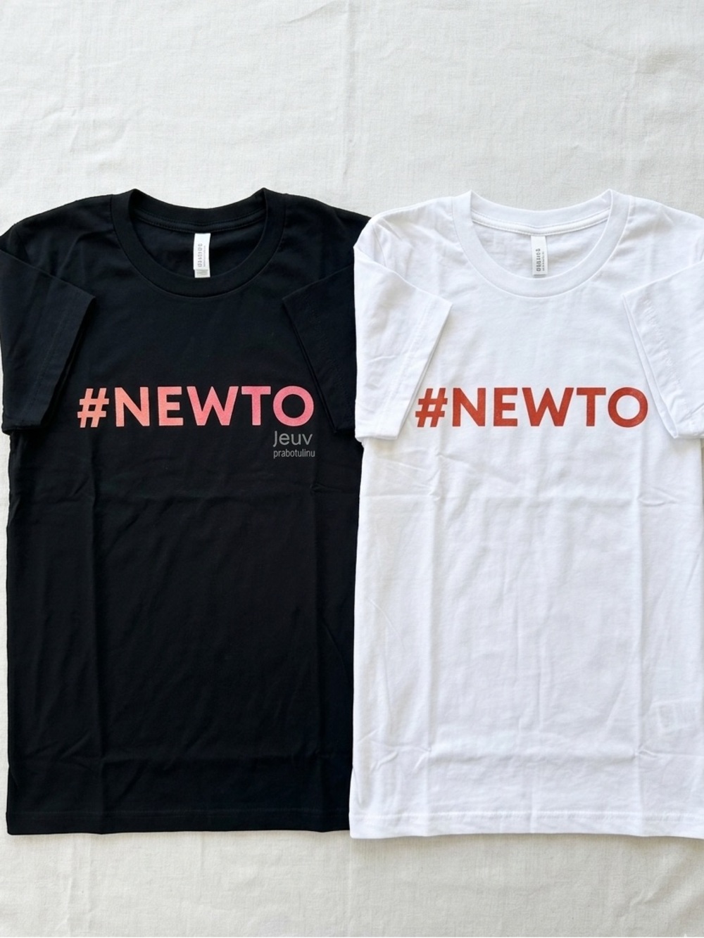Gildan Kids #NEWTO Graphic Tee in Black and White with Coral Print